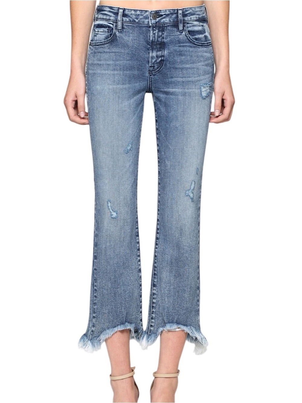 Hidden Happy Mid Rise Cropped Flare HD3775C-M Jeans Womens 29